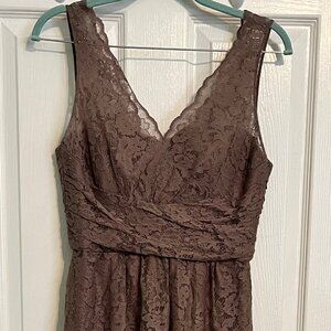 Amsale Lace Wedding Dress in Brown